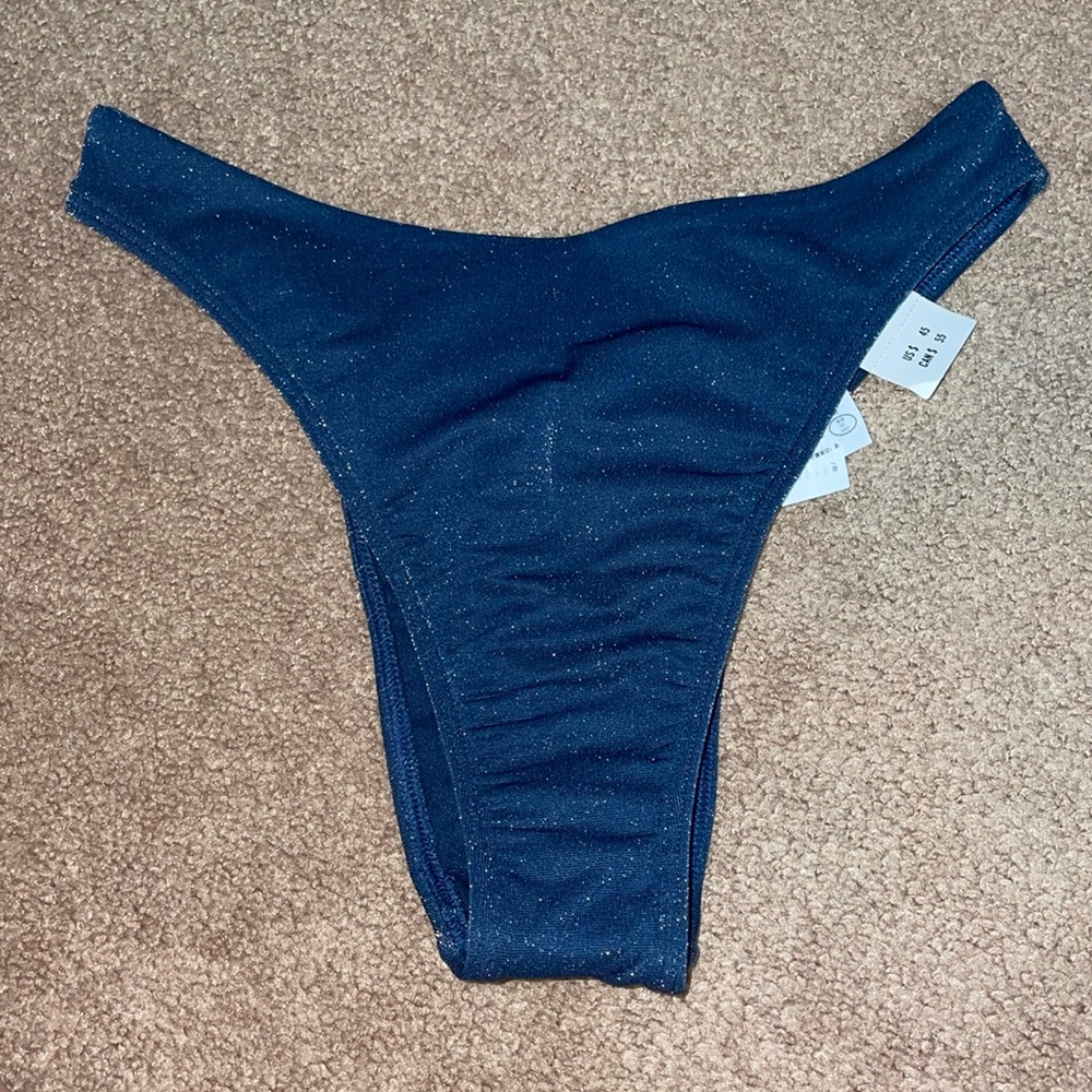 NWT Abercrombie & Fitch Mid Rise Blue Sparkly Bikini Bottom